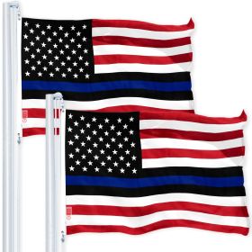 Police Blue Lives Matter Flag 3x5 Ft 2-Pack Printed 150D Polyester