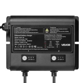 VEVOR Marine Battery Charger, 2-Bank, 5A 12V Onboard Boat Charger, IP68 Waterproof Smart On-Board Battery Charger, for Lithium-Ion (LiFePO4), NCM