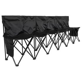 VEVOR Portable Folding Bench, 6 Seat Soccer Bench with Multiple Storage Pockets & Carrying Bag