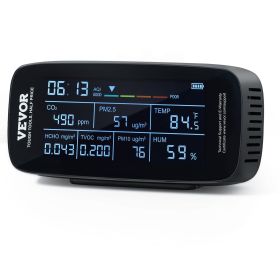 VEVOR Air Quality Monitor 9-IN-1, CO2, Temperature, Humidity, Formaldehyde TVOC AQI Tester