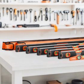 VEVOR 6-Piece Torpedo Level, 78/48/32/24/16/10 Inch Box Levels Set, Bubble Vials Ruler for 45/90/180 Degree