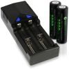 18650 Button Top Batteries with Charger & Storage Case