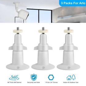 3 Packs Security Camera Wall Mount For Arlo 360 Degree Adjustable Camera Holder Garden Patio Screw Mount (Option: White)