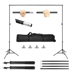 6.5 X 10ft Photo Video Studio Backdrop Background Stand Adjustable Heavy Duty Photography Backdrop Support Stand Set (Option: Black)