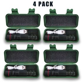 LED Military Flashlight USB Rechargeable Tactical Zoom Torch Most Powerful Mini Pen Light (Option: 4PCS)